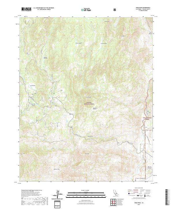 US Topo 7.5-minute map for Crag Peak CA – American Map Store