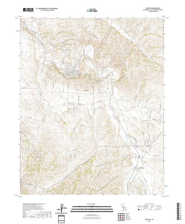 US Topo 7.5-minute map for Creston CA – American Map Store