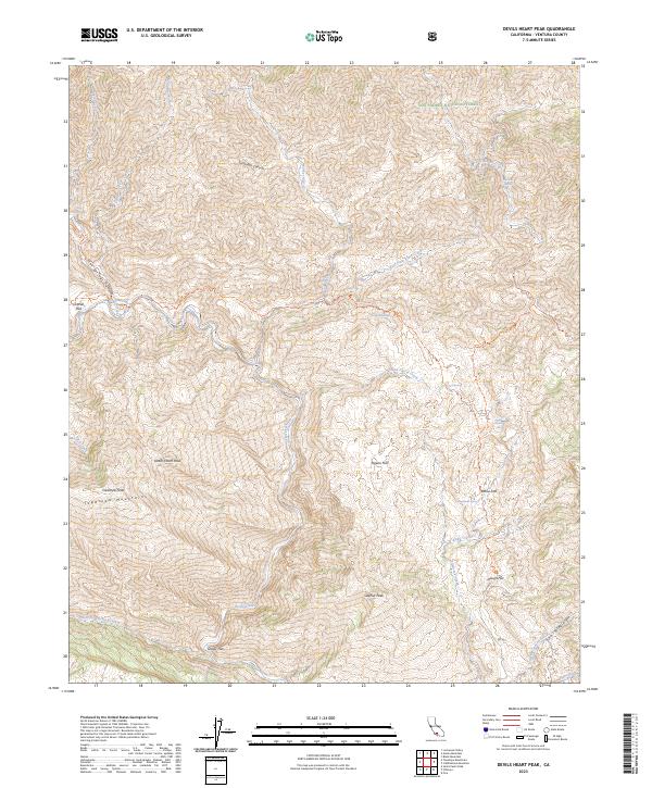 US Topo 7.5-minute map for Devils Heart Peak CA