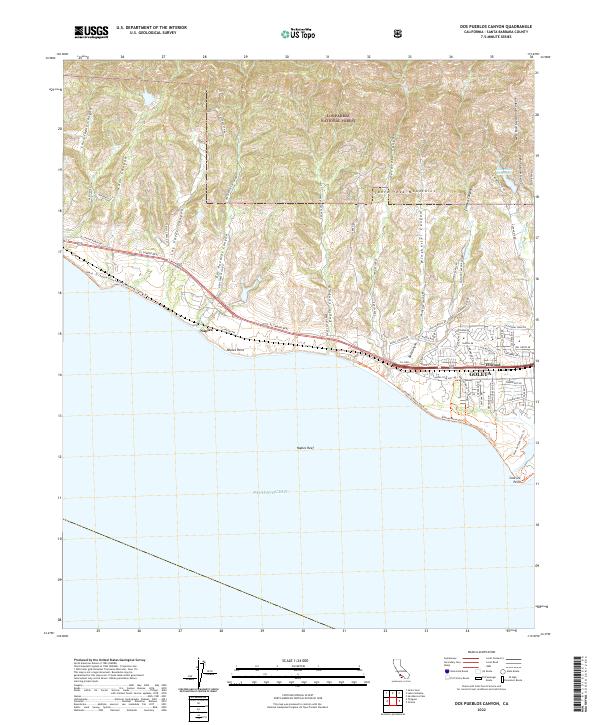 US Topo 7.5-minute map for Dos Pueblos Canyon CA