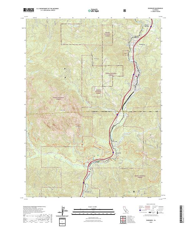 US Topo 7.5-minute map for Dunsmuir CA