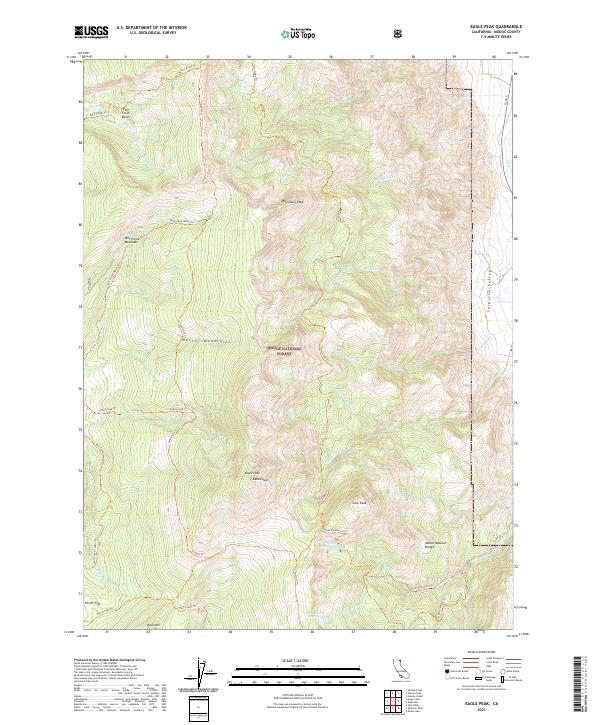 US Topo 7.5-minute map for Eagle Peak CA