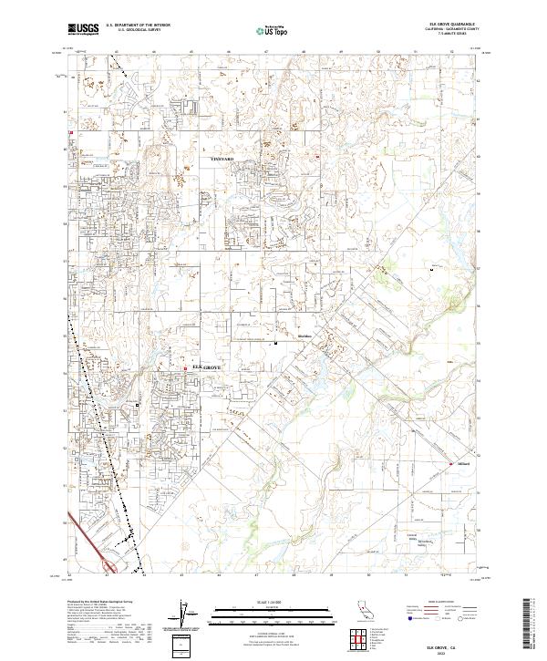 US Topo 7.5-minute map for Elk Grove CA