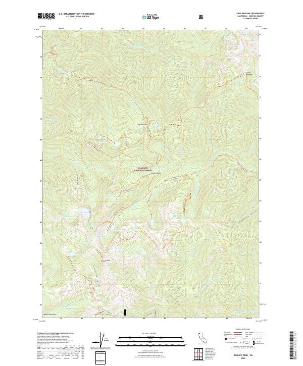 US Topo 7.5-minute map for English Peak CA