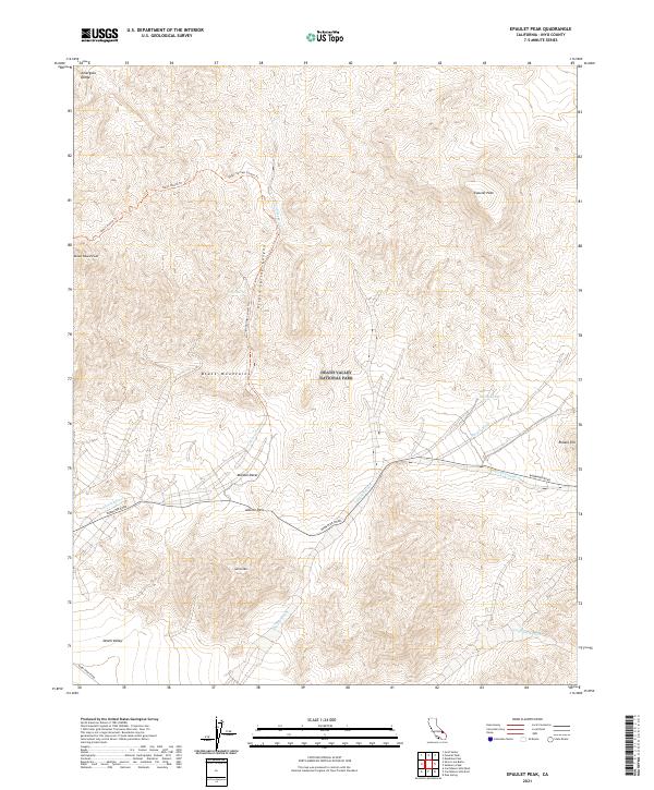 US Topo 7.5-minute map for Epaulet Peak CA