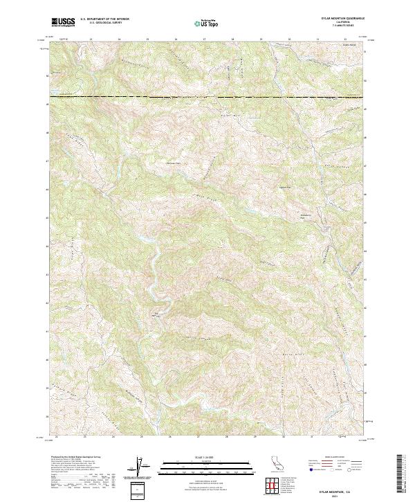 US Topo 7.5-minute map for Eylar Mountain CA