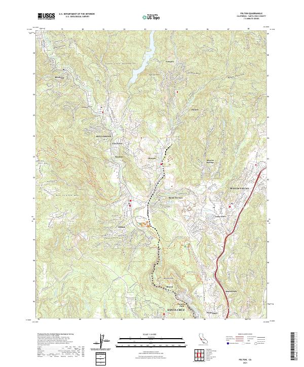 US Topo 7.5-minute map for Felton CA – American Map Store