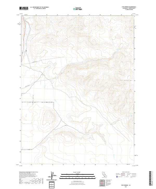 US Topo 7.5-minute map for Five Springs CA