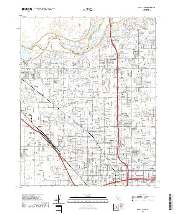 US Topo 7.5-minute map for Fresno North CA