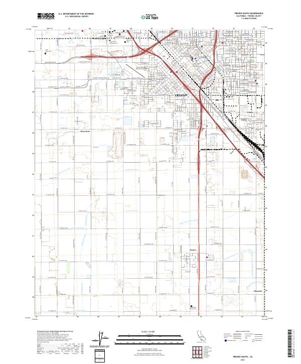 US Topo 7.5-minute map for Fresno South CA