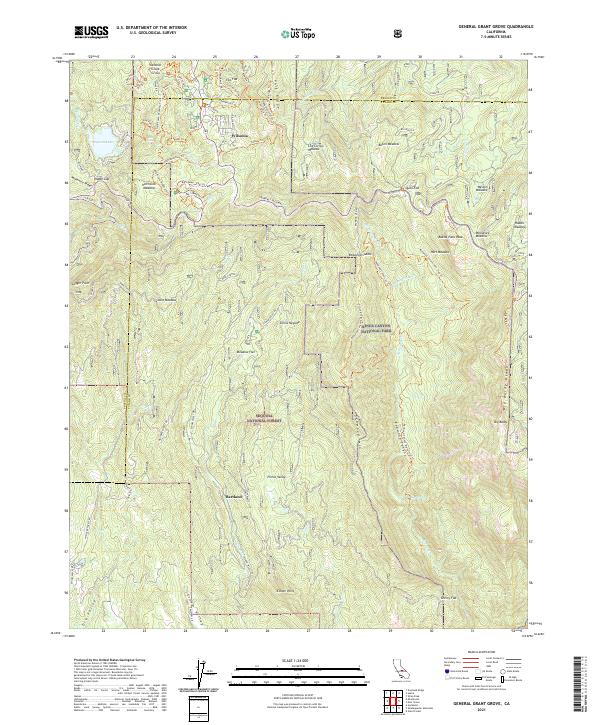 US Topo 7.5-minute map for General Grant Grove CA