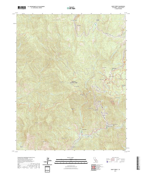 US Topo 7.5-minute map for Giant Forest CA