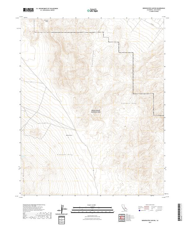 US Topo 7.5-minute map for Greenwater Canyon CA