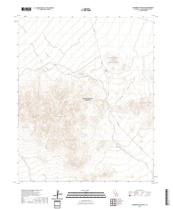 US Topo 7.5-minute map for Hackberry Mountain CA