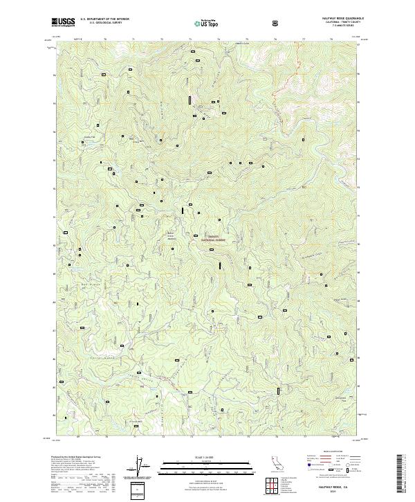 US Topo 7.5-minute map for Halfway Ridge CA