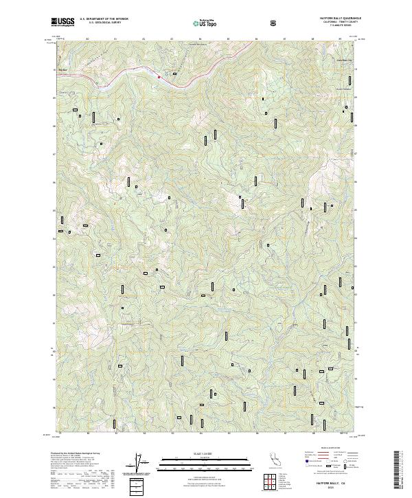 US Topo 7.5-minute map for Hayfork Bally CA