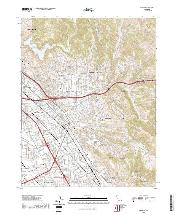 US Topo 7.5-minute map for Hayward CA