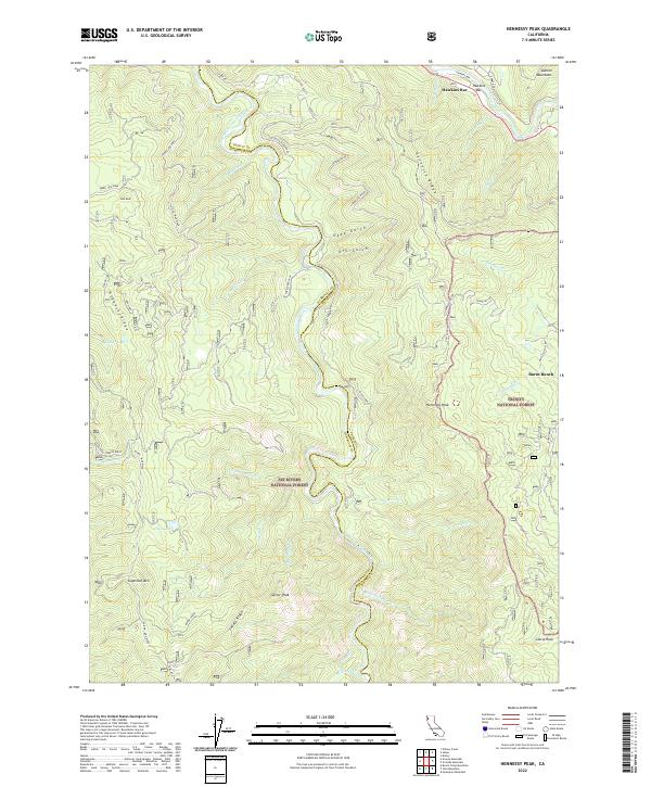 US Topo 7.5-minute map for Hennessy Peak CA