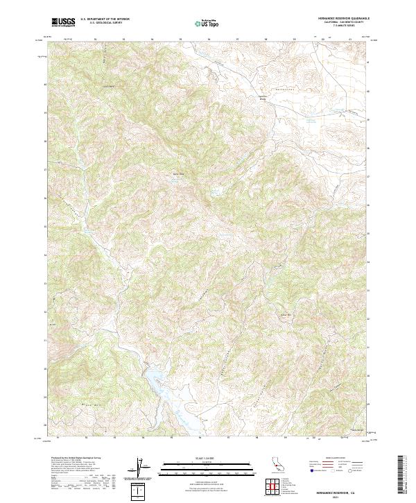 US Topo 7.5-minute map for Hernandez Reservoir CA