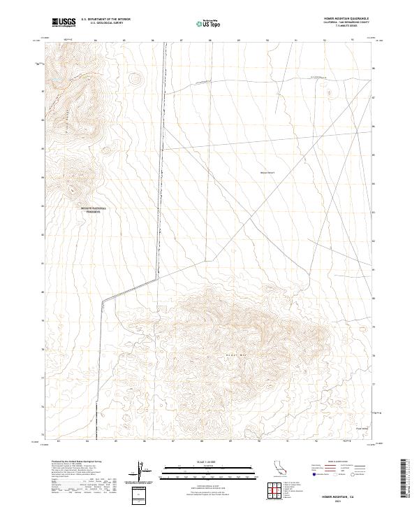 US Topo 7.5-minute map for Homer Mountain CA