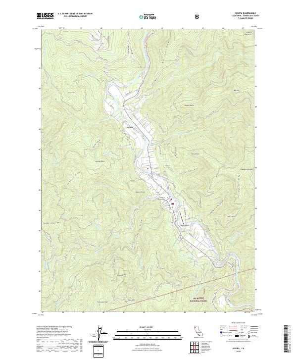 US Topo 7.5-minute map for Hoopa CA