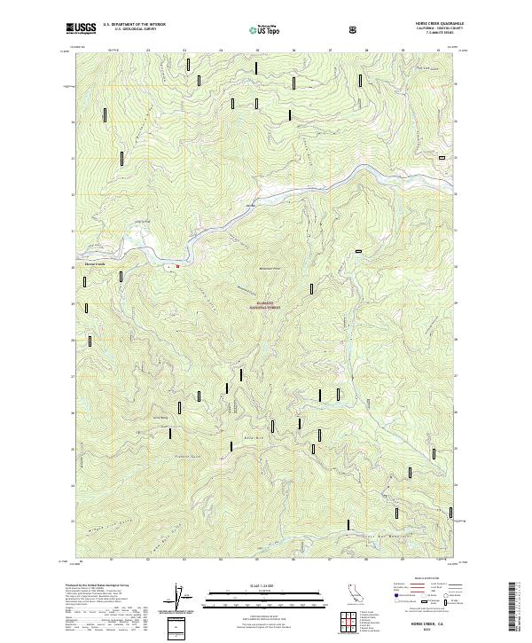 US Topo 7.5-minute map for Horse Creek CA