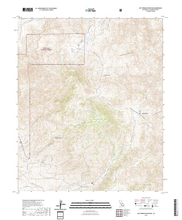 US Topo 7.5-minute map for Hot Springs Mountain CA