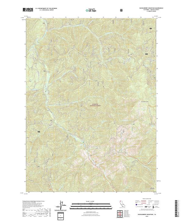 US Topo 7.5-minute map for Huckleberry Mountain CA