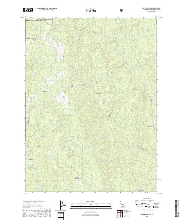 US Topo 7.5-minute map for Hupa Mountain CA