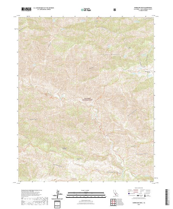 US Topo 7.5-minute map for Hurricane Deck CA