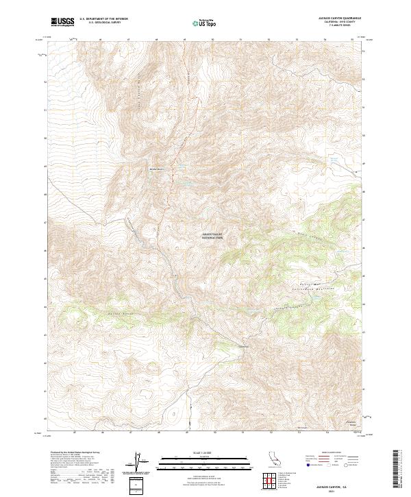 US Topo 7.5-minute map for Jackass Canyon CA