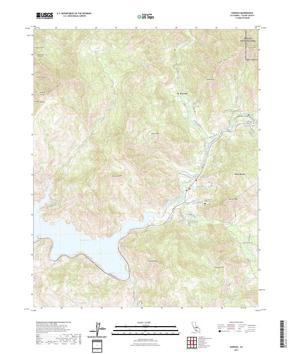 US Topo 7.5-minute map for Kaweah CA