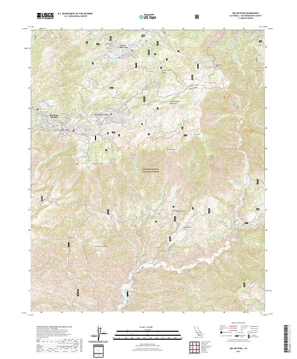 US Topo 7.5-minute map for Keller Peak CA