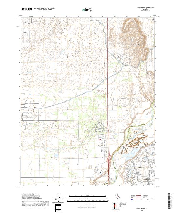 US Topo 7.5-minute map for Lanes Bridge CA