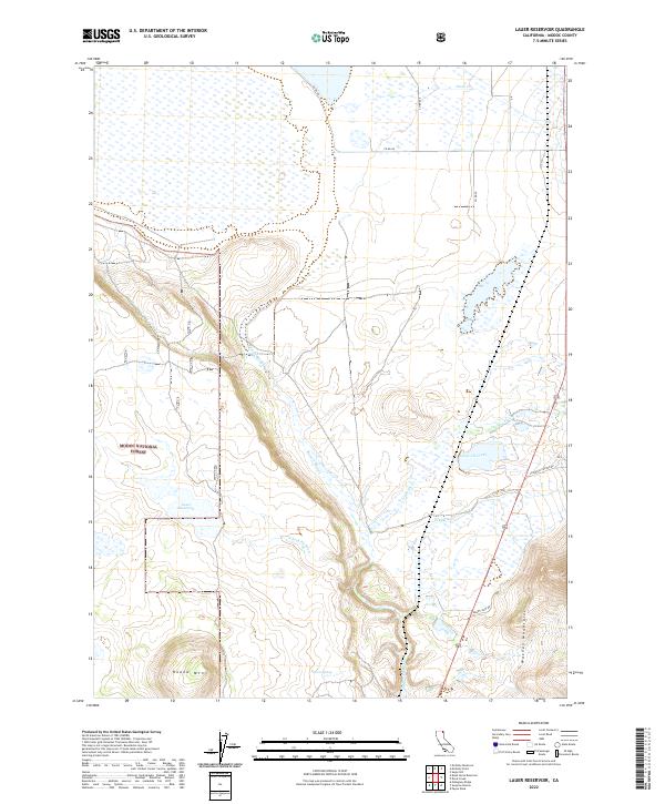 US Topo 7.5-minute map for Lauer Reservoir CA