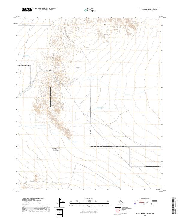 US Topo 7.5-minute map for Little Mule Mountains CA