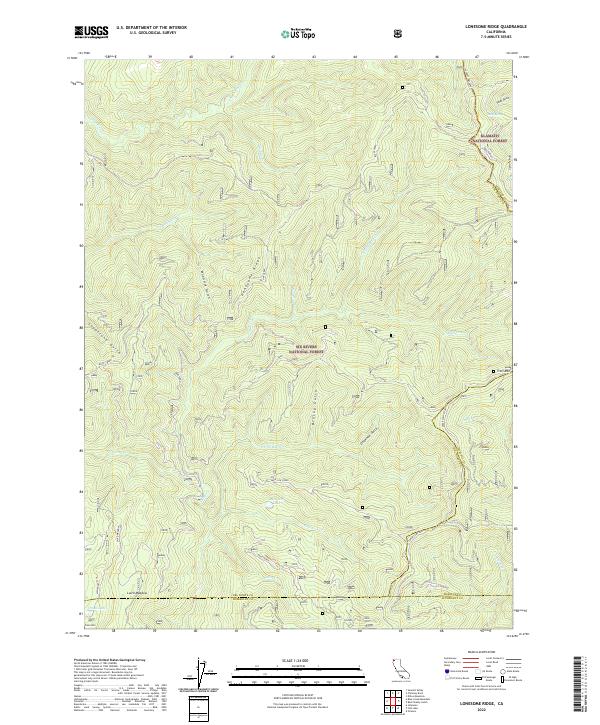 US Topo 7.5-minute map for Lonesome Ridge CA