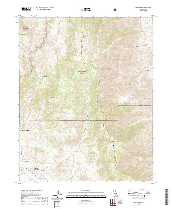 US Topo 7.5-minute map for Long Canyon CA