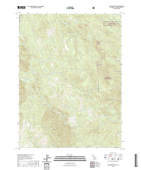 US Topo 7.5-minute map for Mad River Buttes CA