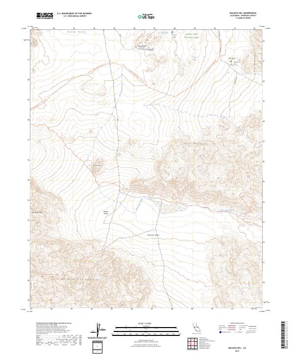 US Topo 7.5-minute map for Malapai Hill CA