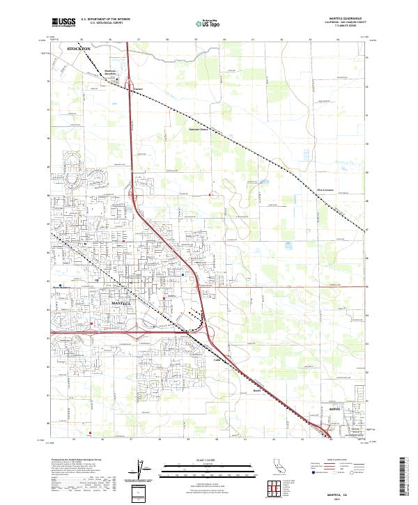 US Topo 7.5-minute map for Manteca CA