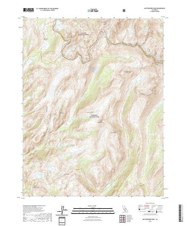 US Topo 7.5-minute map for Matterhorn Peak CA