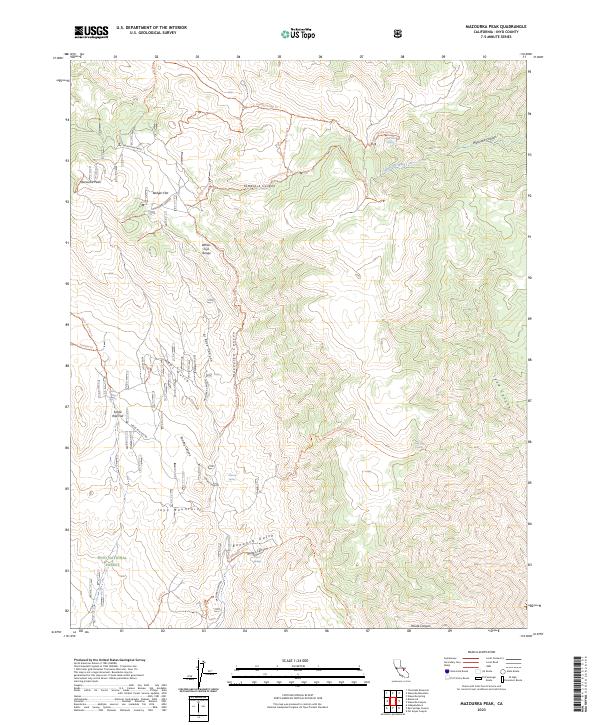 US Topo 7.5-minute map for Mazourka Peak CA