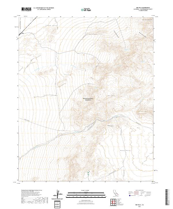 US Topo 7.5-minute map for Mid Hills CA