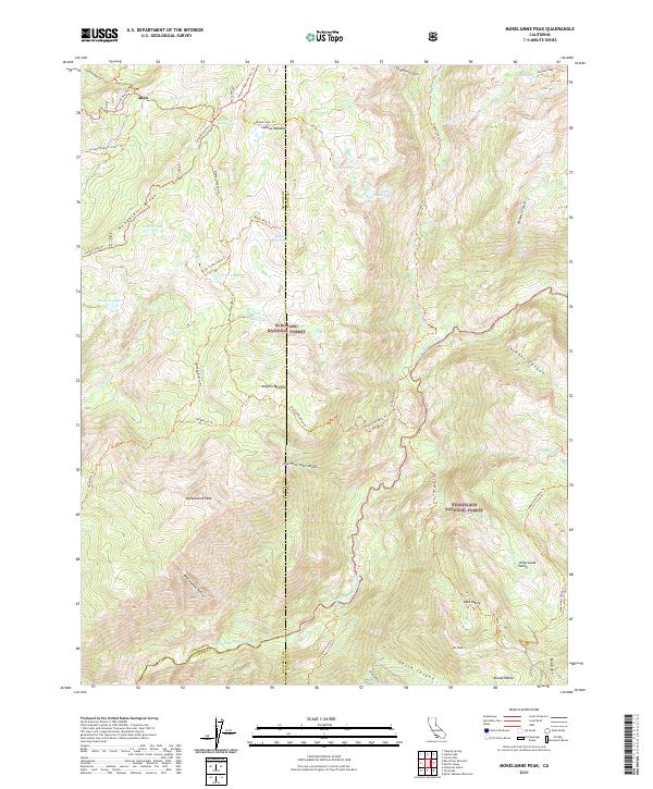 US Topo 7.5-minute map for Mokelumne Peak CA