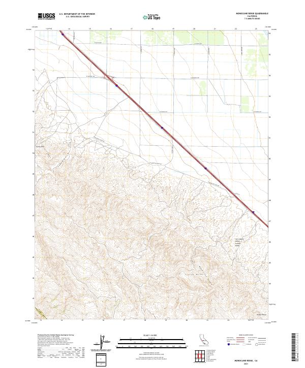 US Topo 7.5-minute map for Monocline Ridge CA