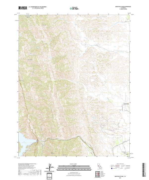 US Topo 7.5-minute map for Monticello Dam CA