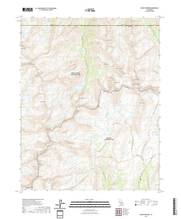 US Topo 7.5-minute map for Mount Brewer CA