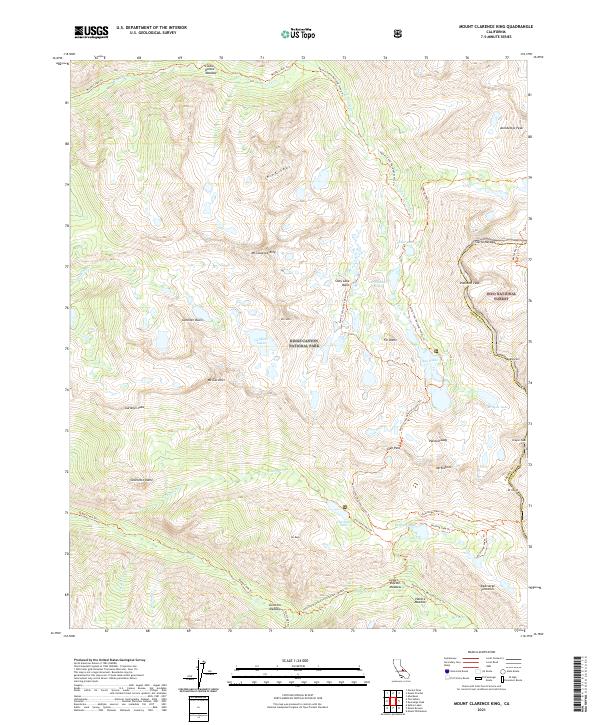 US Topo 7.5-minute map for Mount Clarence King CA