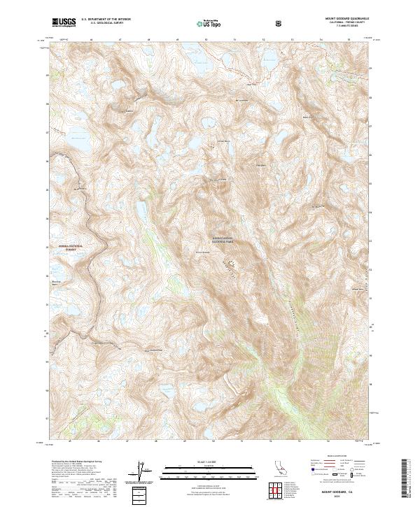 US Topo 7.5-minute map for Mount Goddard CA